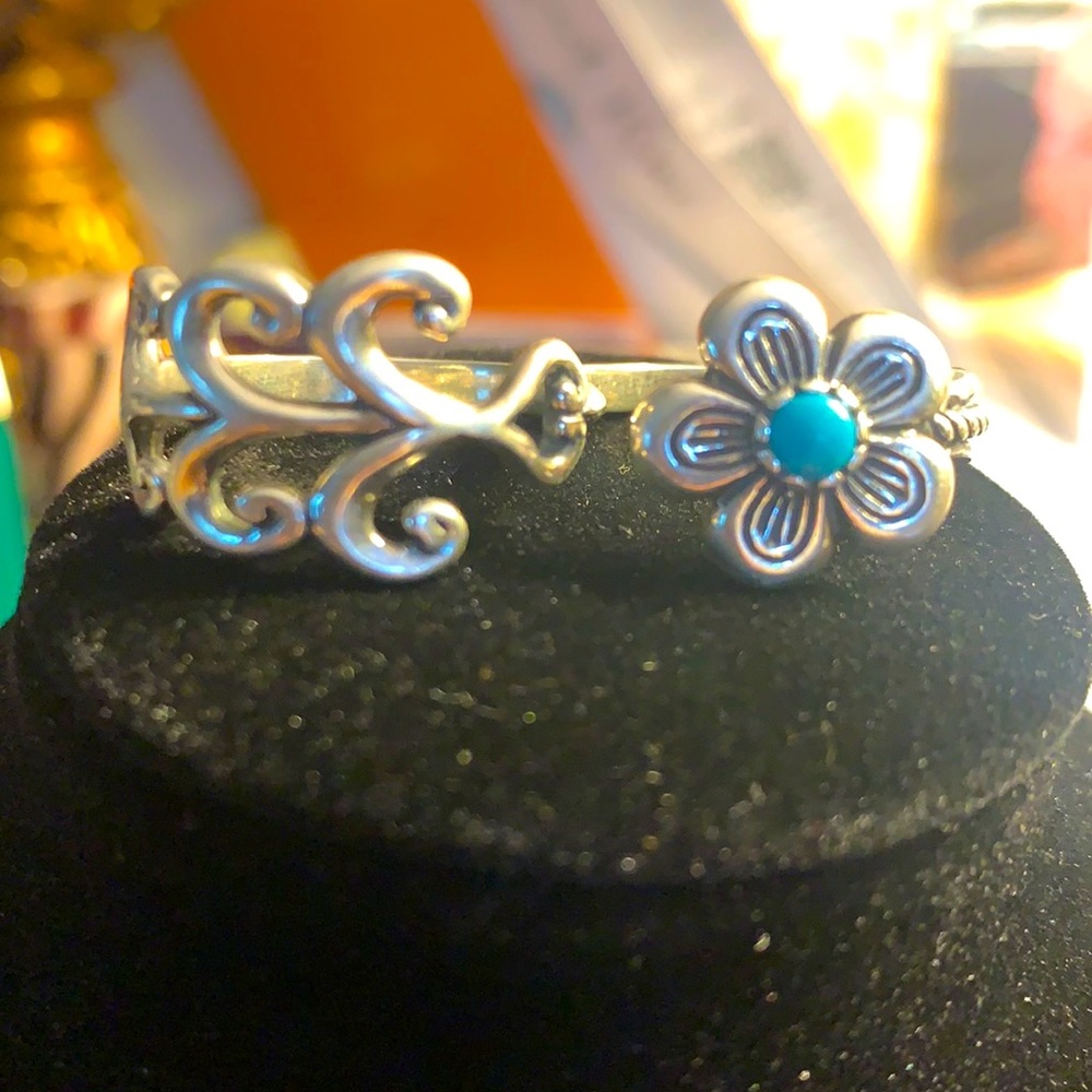Silver (925) and turquoise double  ring! Fun !!